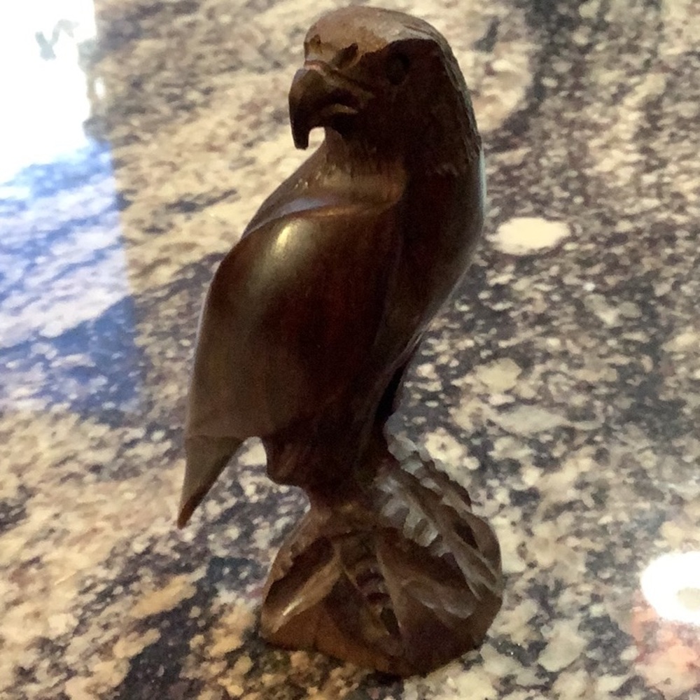 Handcrafted Wooden Bird of Prey Sculpture